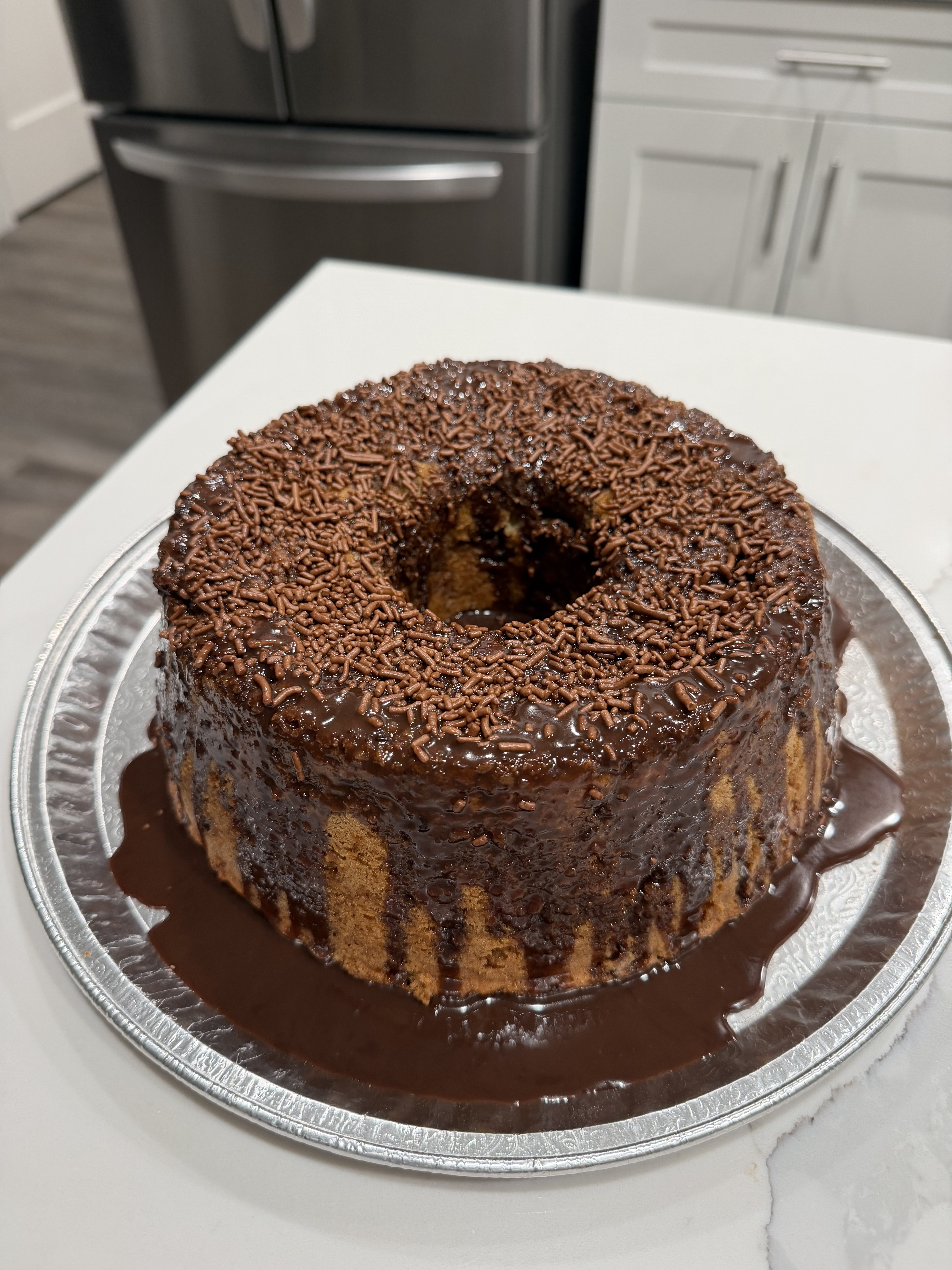 Sprinkle Cake with Chocolate Topping
