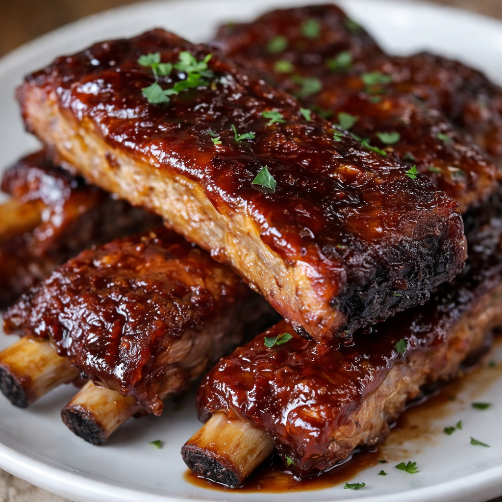 Costelinha com barbecue servida como inspiração para o menu especial