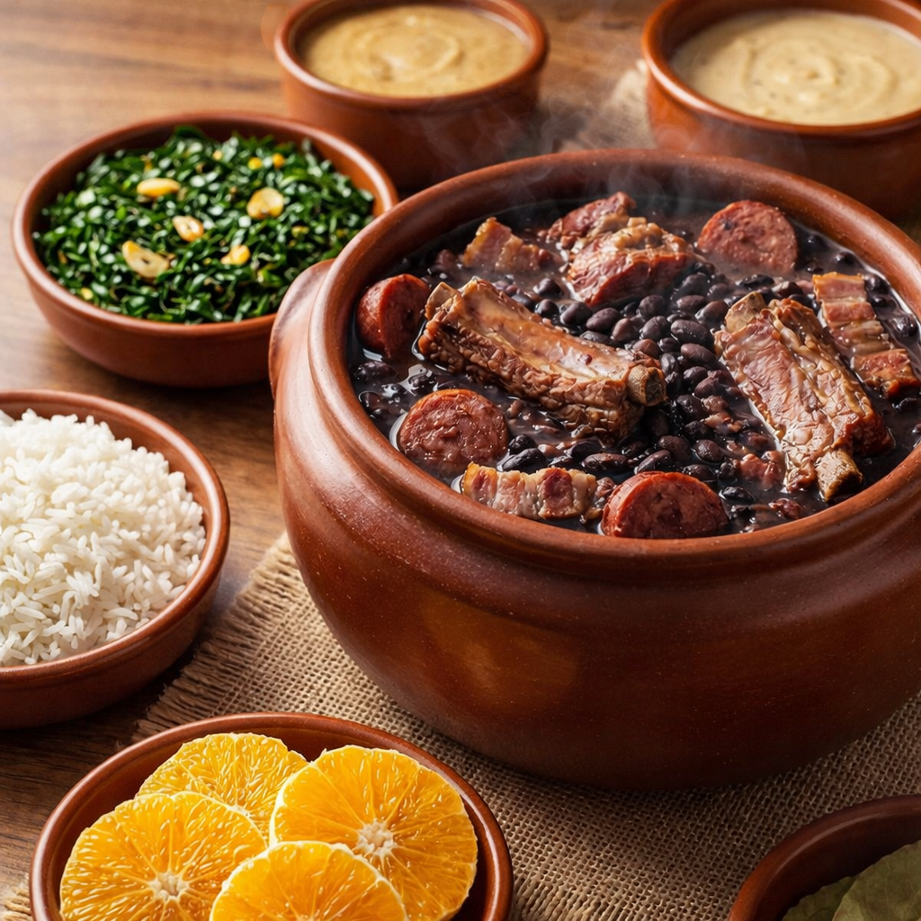 Feijoada servida como prato principal do menu especial